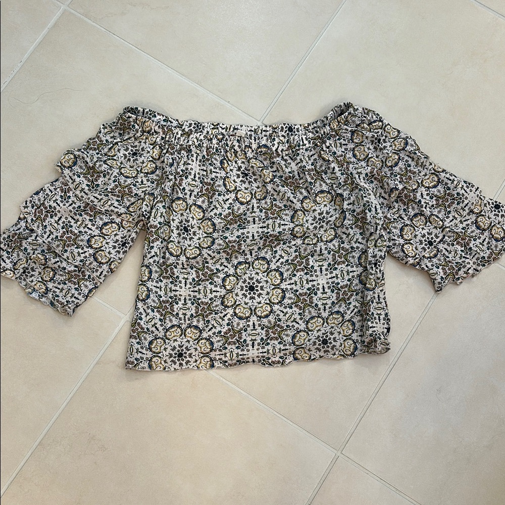 Ella Moss Multicolor Patterned Off-Shoulder Blouse - image 1